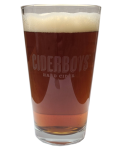 White Etched Pint | Back with Ciderboys Logo
