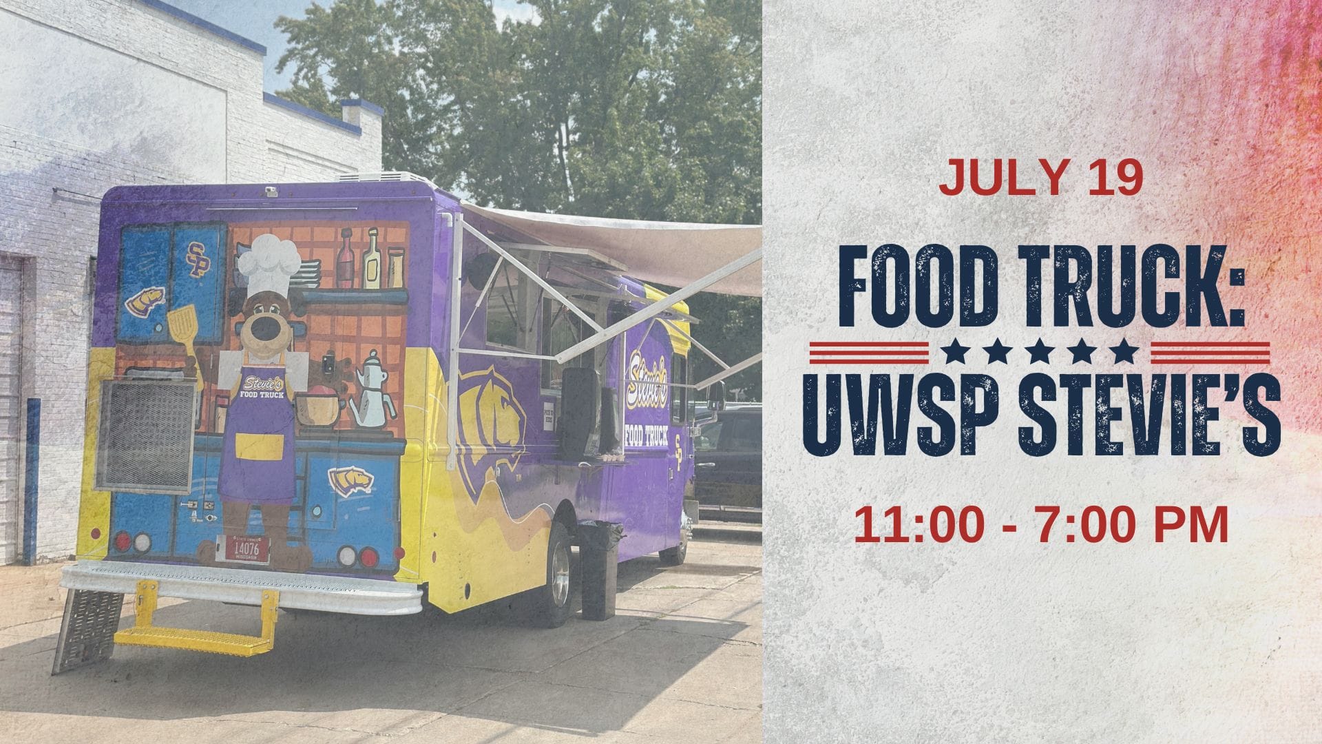 UWSP Stevie's food truck event, July 19, 11-7.
