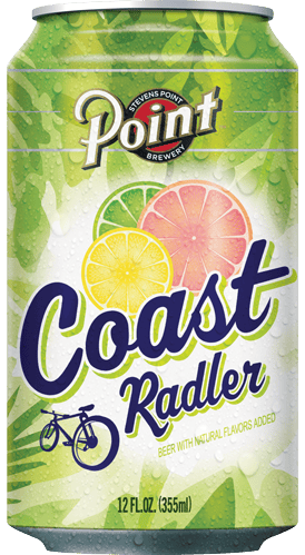 Point Coast Radler beer can with citrus design.