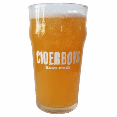 Glass of Ciderboys Hard Cider with bubbles