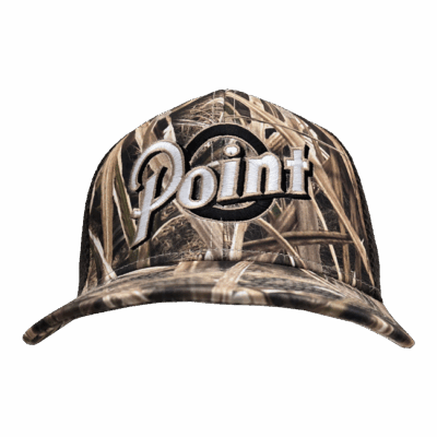 Camouflage cap with 'Point' logo embroidered.