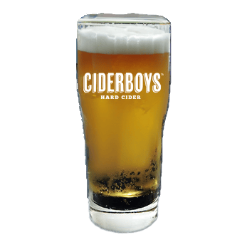 Ciderboys hard cider in a pint glass
