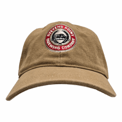 Brown cap with Stevens Point Brewing Company logo.