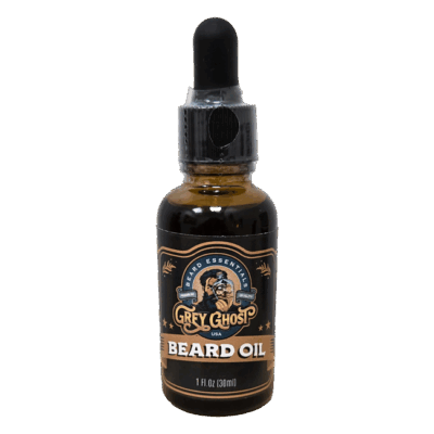 Grey Ghost beard oil bottle with dropper