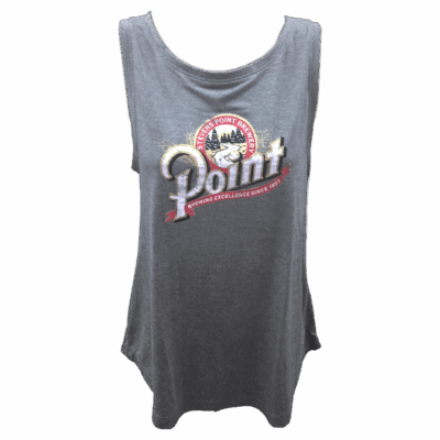 Gray tank top with brewery logo design.