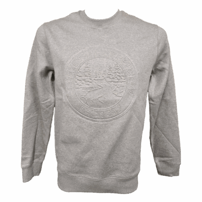 Tan Stevens Point Brewery sweatshirt with embossed design.
