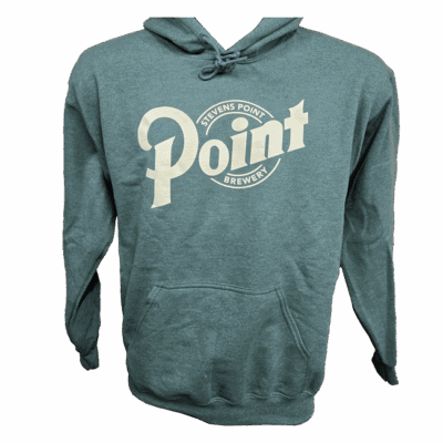 Stevens Point Brewery hoodie in teal color.