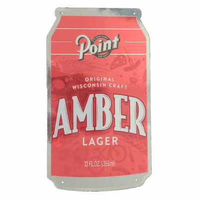 Point Amber Lager, Wisconsin craft beer can-shaped sign