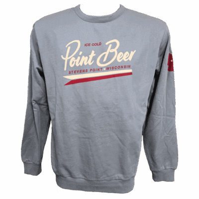 Gray Point Beer sweatshirt with print design.