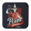 Point Special Lager beer decal with conehead wearing sunglasses and a red Hawaiian shirt