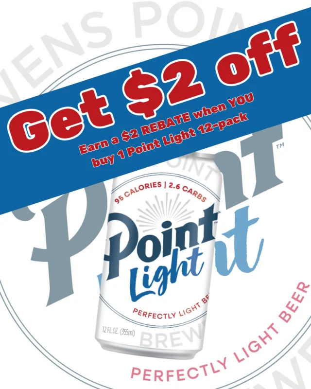 We think you're pretty awesome - take $2 off the next Point Light 12 pack you purchase!
https://pointbeer.byberebates.com/location