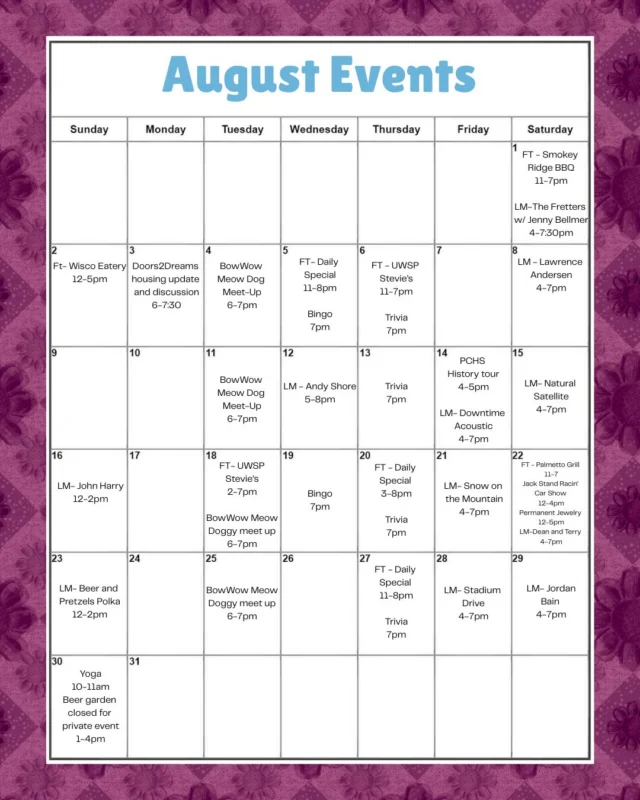 Lots of fun happening here at Point Brewery in August!