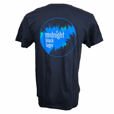 Black t-shirt with midnight lager design