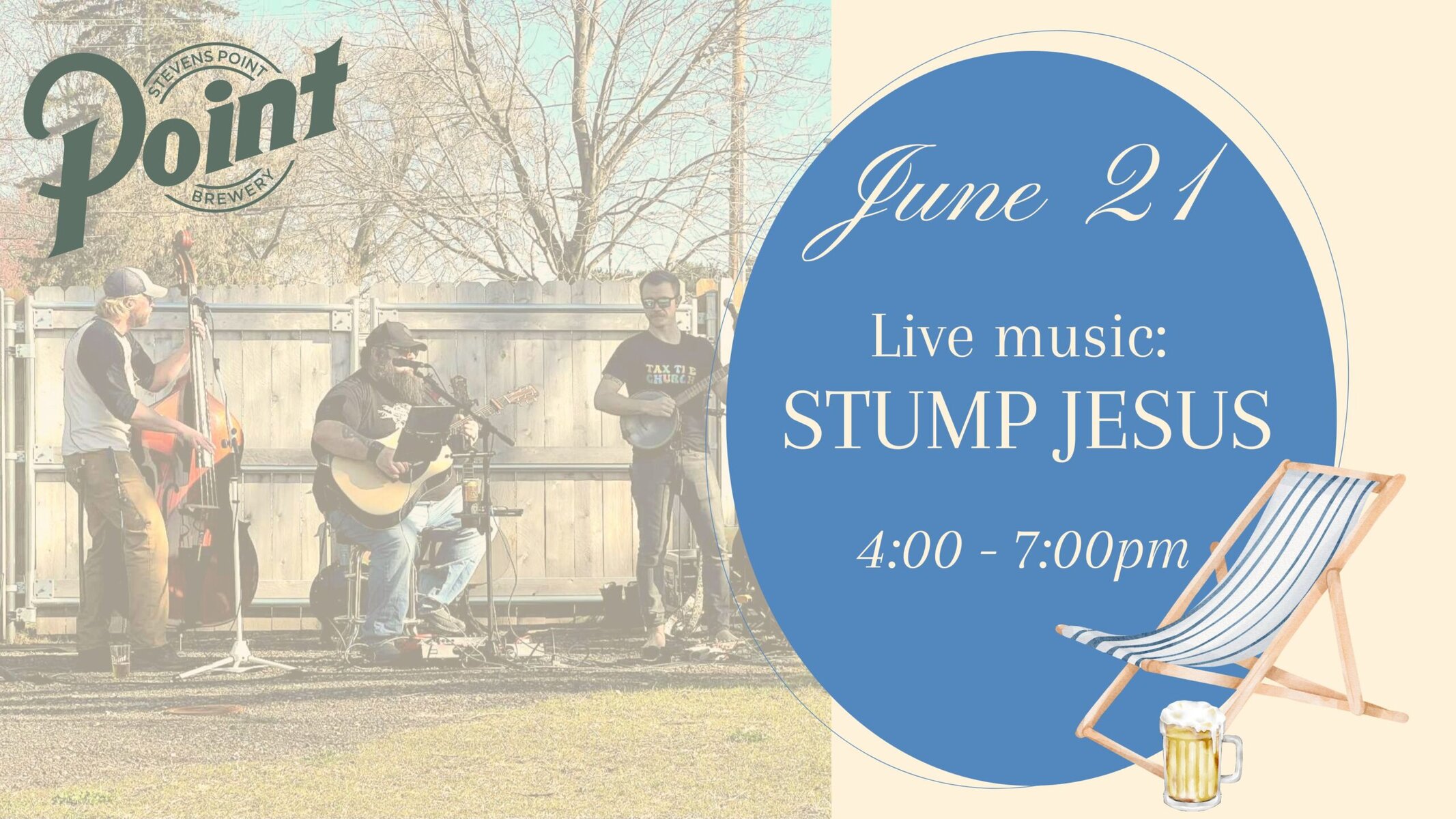 Live music event, Stump Jesus, June 21, Stevens Point.