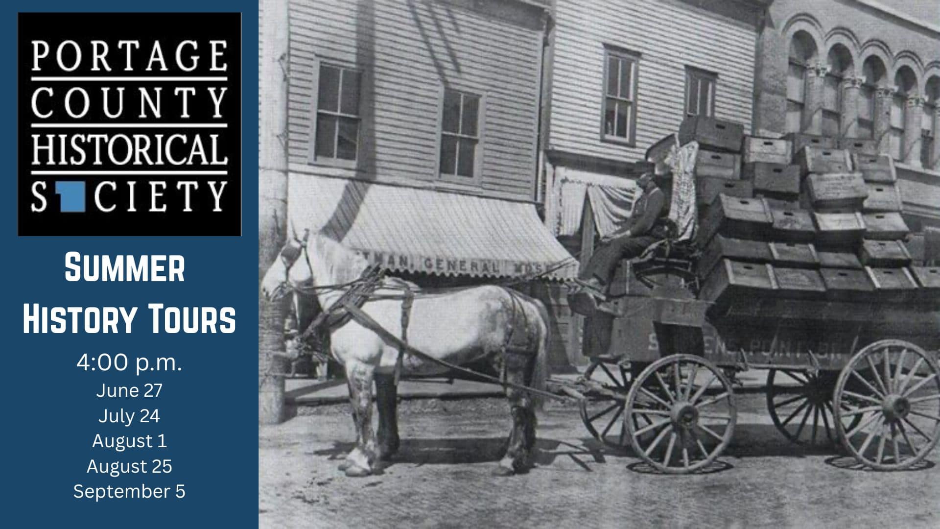 Portage County Historical Society summer history tours schedule.